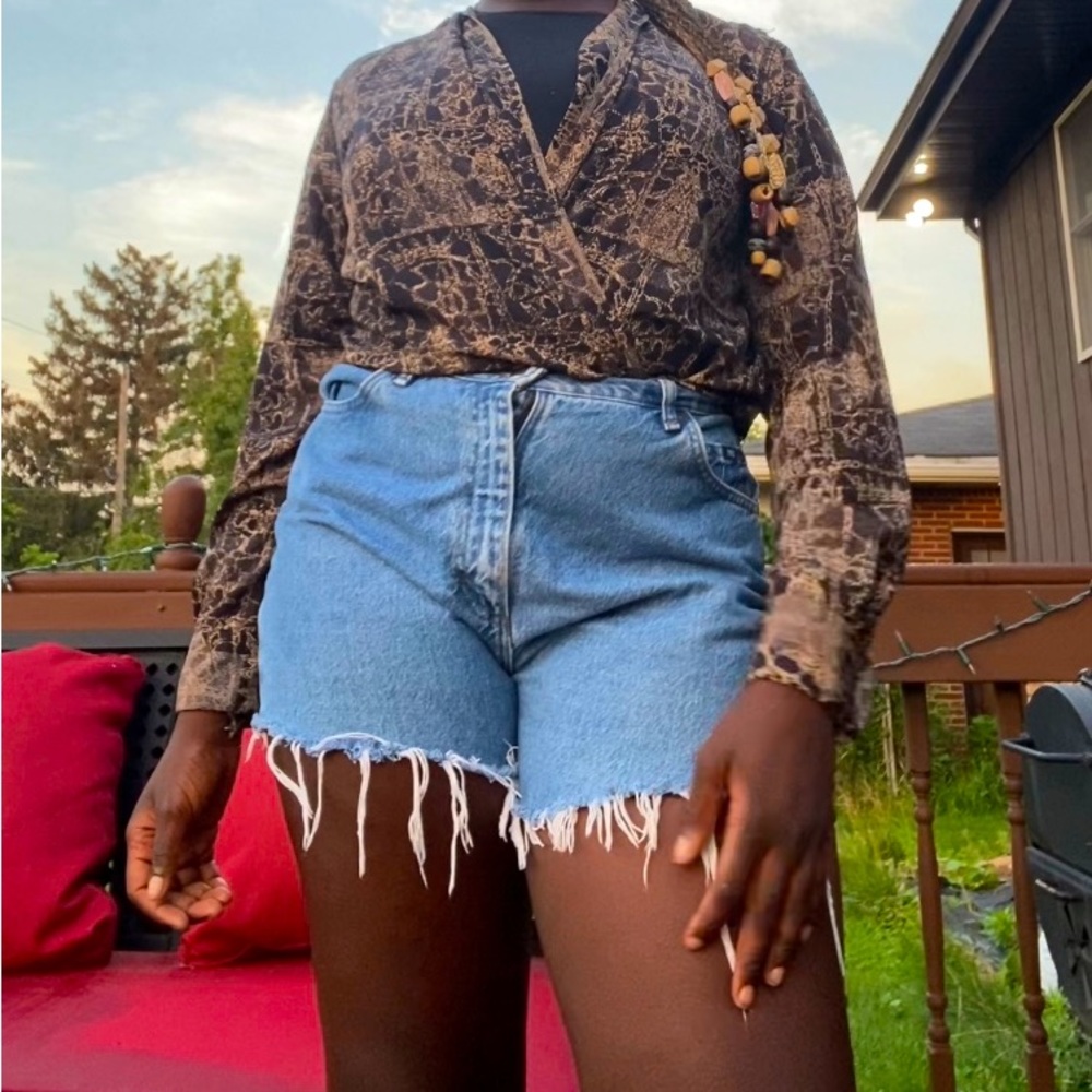 Cute Black and brown Boho button up